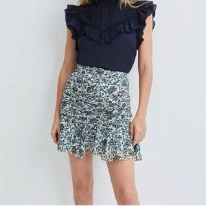 Veronica Beard Burgundy Floral A-Line Skirt